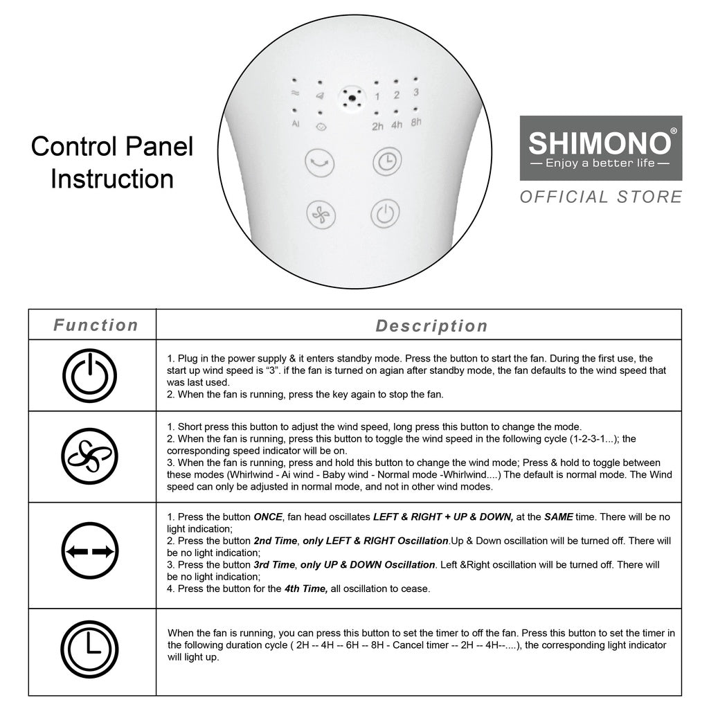 Shimono Air Circulator Stand Fan SH9030